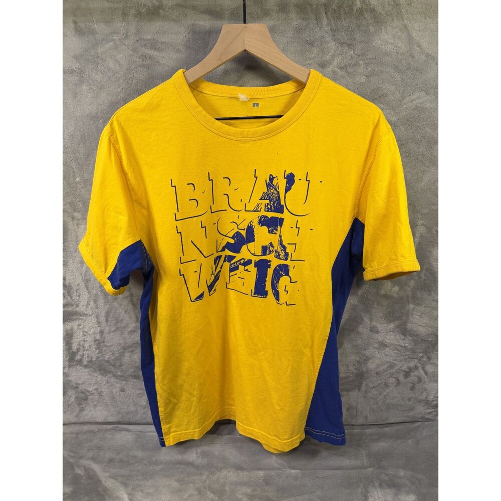 Y2K Yellow and Blue Graphic T-Shirt - Mens Large